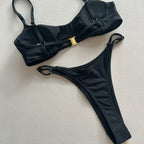 Push-up Bikinis 2025 Sexy Damen Badeanzug Bademode Weibliches Bikini-Set Schwarz Biquini Badeanzug Tanga Schwimmanzüge Strandmode