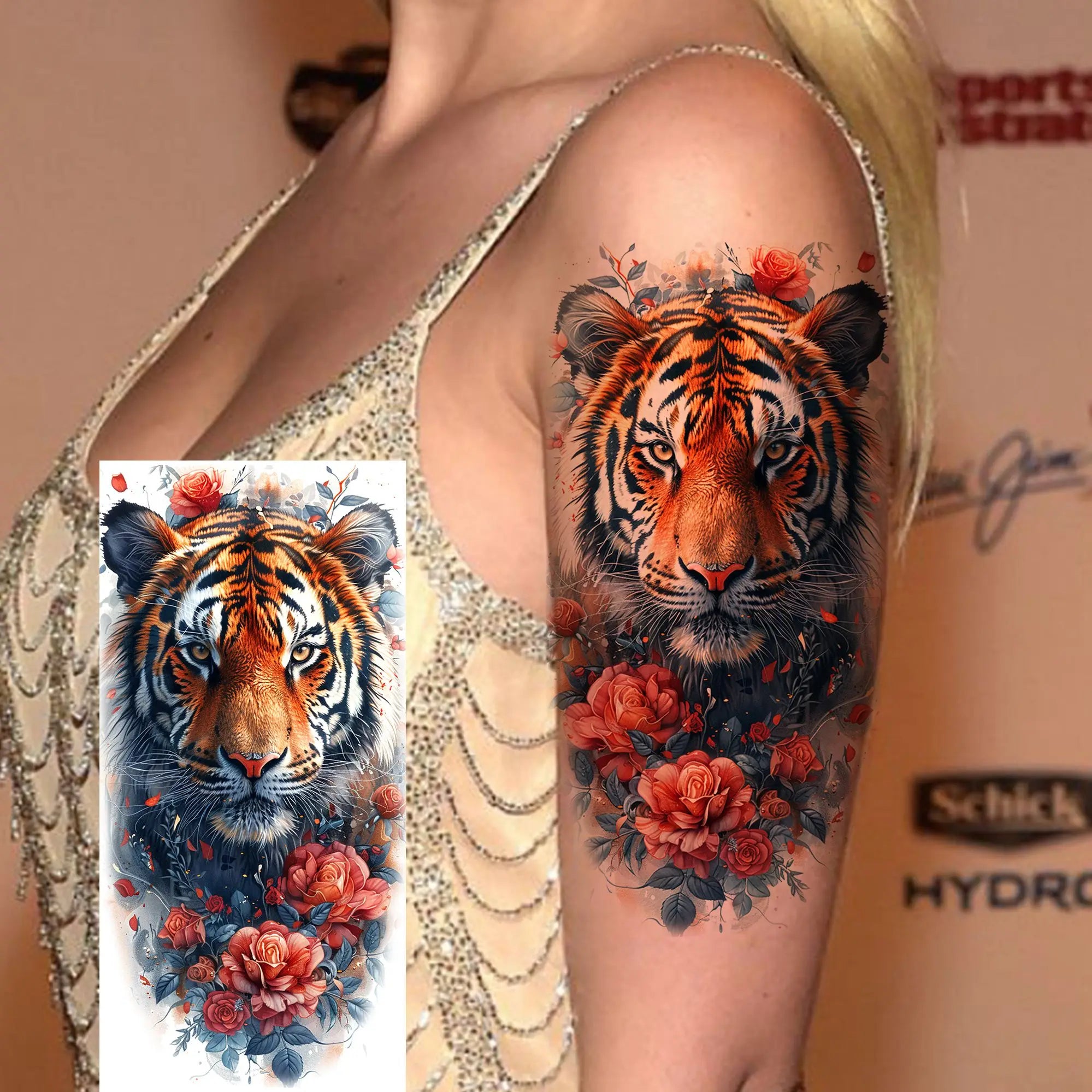 1 Blatt einzigartige Aquarell-Löwe-Tiger-Tier-Temporäre Tattoos langanhaltend wasserdicht Fuchs Eule gefälschter Tattoo-Aufkleber Körperkunst Tattoo