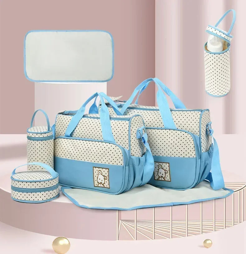 5-teiliges Set große Wickeltasche für Mütter, Reisetasche, Kinderwagen-Organizer, Babywindeltasche, Mummy Maternity Wickeltasche für Neugeborenen-Zubehör