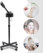 Tragbarer ästhetischer, höhenverstellbarer Gesichtsbedampfer mit LCD-Bildschirm und Rollen, geeignet für Schönheitssalons und zu Hause
