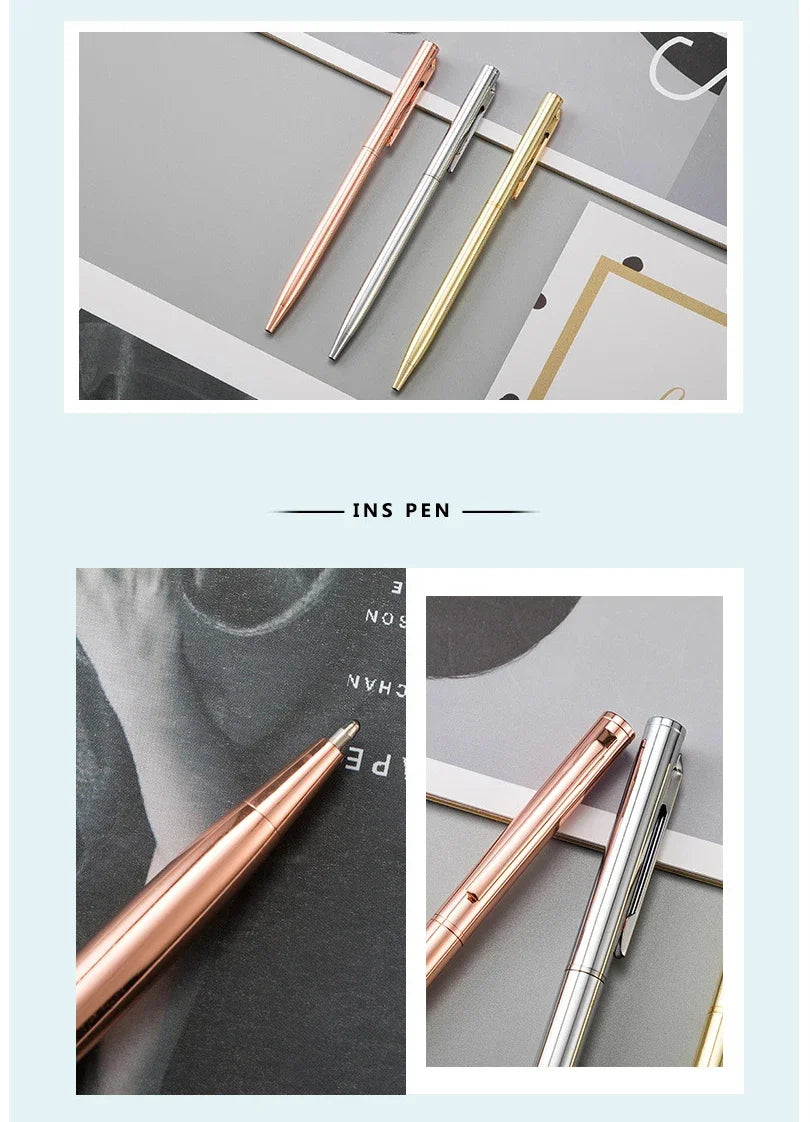 20-200 Stifte Neu Schlanke Metall-Kugelschreiber Roségold Benutzerdefiniertes Logo Werbung Schriftzug Gravierter Name Schul-Bürobedarf Geschenke