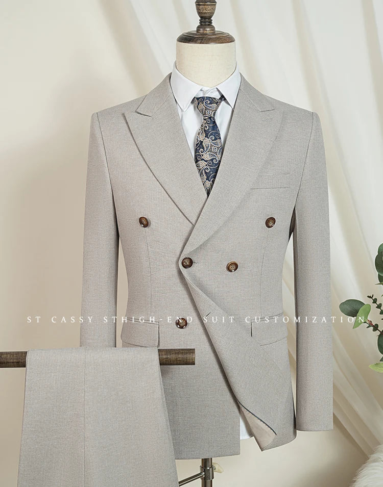 ST Cassy Dunkelblau Eleganter Herrenanzug 2-teiliges Set Moderne Hochzeitsanzüge für Herren Stilvoller Business-Büroanzug