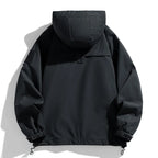 Windbreaker Herren Kapuzenjacke Reißverschluss Mantel Cargo Wasserdicht Schwarz Bomber Camping Loose Dünn Softshell Kapuzen-Wanderjacke