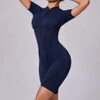 Damen-Trainingsanzug Fitness-Workout Sportkleidung Outfit Reißverschluss-Jumpsuit Yoga Fitness Overall Set Offene Rücken Bodysuits Anzug für Damen