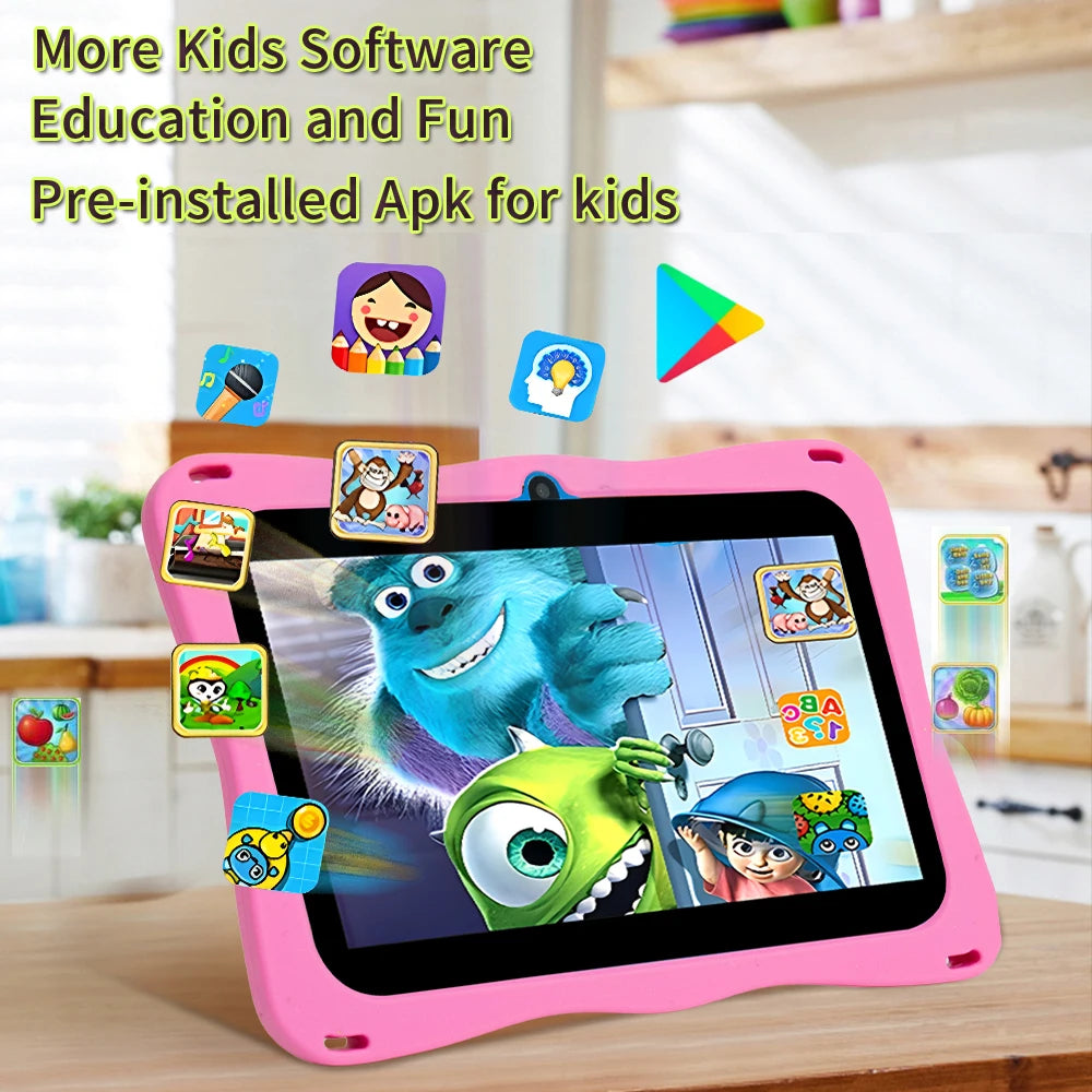 BDF Tablet für Kinder 7 Zoll Android 11 System 32 GB WiFi Bluetooth Dual-Kamera Bildungssoftware installiert mit Schutzhülle