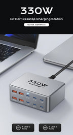 330W USB C GaN Ladegerät 100W PD3.0 PPS QC3.0 Multiport Schnellladestation für Laptop iPhone 15 16 Samsung Macbook Pro Tablet