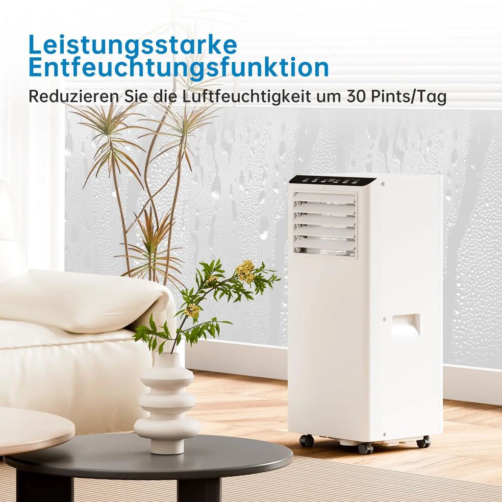 7000 BTU mobile Klimaanlage, 3-in-1 Kühlentfeuchter & Ventilator, 2 Geschwindigkeiten, keine externe Einheit, leise für Räume bis 30 m²