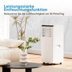 7000 BTU mobile Klimaanlage, 3-in-1 Kühlentfeuchter & Ventilator, 2 Geschwindigkeiten, keine externe Einheit, leise für Räume bis 30 m²