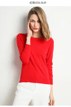 Damen Slim O-Neck Pullover Kaschmir-Wollmischung Pullover Herbst Und Winter Langarm Strick Unterhemd Große Größe 2024