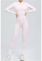 Women's Yoga Jumpsuit Hip Lift Sports Fitness Removable Padding Backless Zipper Leggings One-Piece Running Workout Gym Jumpsuit