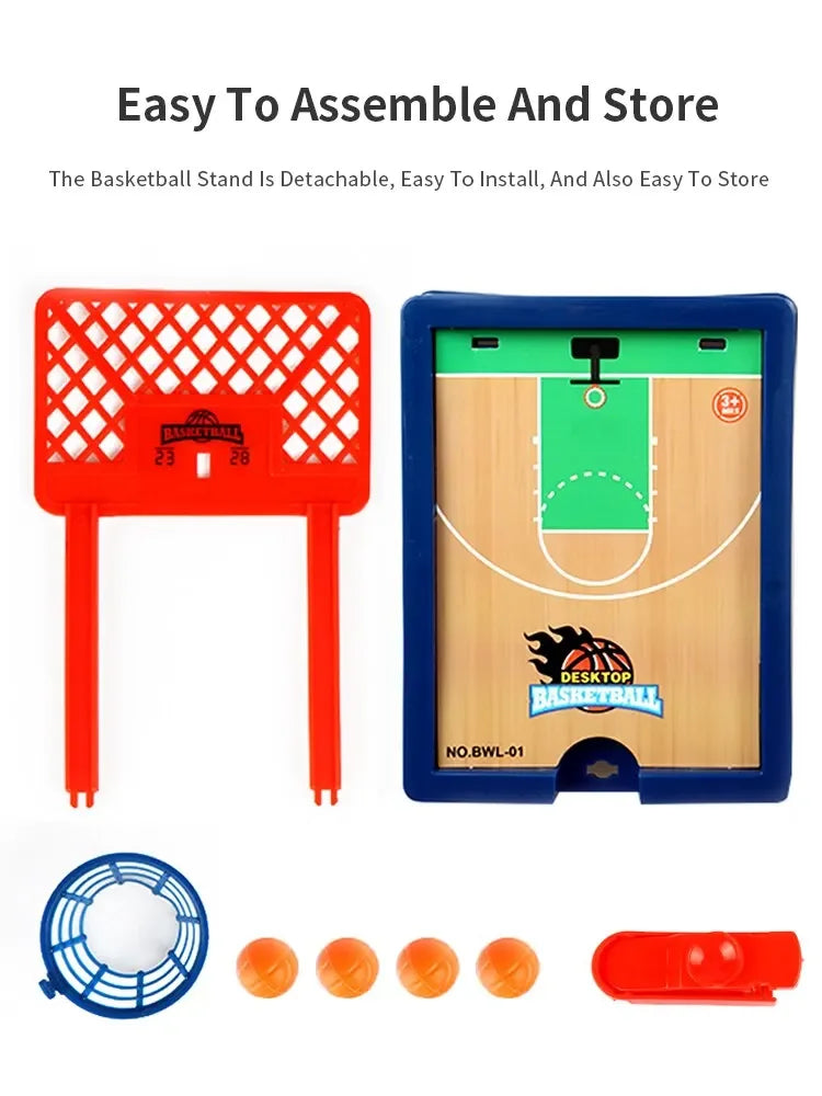 Basketballspiel. Mini-Tischplatte, tragbar für Reisen oder Büro. Spielset für drinnen und draußen. Lustiges Sport-Neuheitenspielzeug oder Geschenk