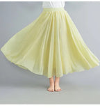 Neue 2020 Damen Leinen Baumwolle Lange Röcke Elastische Taille Plissierte Maxi Röcke Strand Boho Vintage Sommer Röcke Faldas Saia