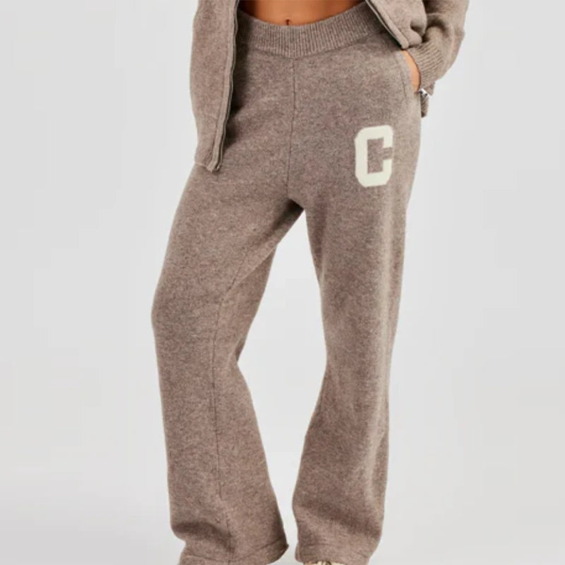 Mode-Cardigan-Hosenanzug Damen Kapuze Reißverschluss Lange Ärmel Lockerer Mantel Gerade Hose 2025 Herbst Lässiger 2-Teiler für Damen