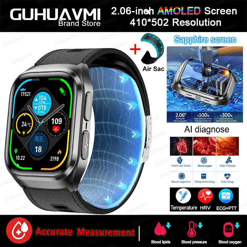2026Neue Gesundheitsuhr Blutdruck Genaue Messung Smartwatches Herren Harnsäure Blutfette wasserdicht Airbag Smartwatch Damen