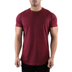 Herren Sommer Fitness Einfarbiges Gym T-Shirt Bekleidung Rundhals Kurzarm T-Shirt Baumwolle Slim Fit T-Shirt Bodybuilding Workout T-Shirts Oberteile
