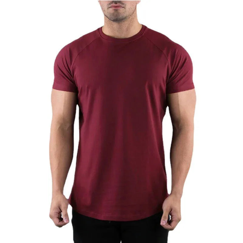 Herren Sommer Fitness Einfarbiges Gym T-Shirt Bekleidung Rundhals Kurzarm T-Shirt Baumwolle Slim Fit T-Shirt Bodybuilding Workout T-Shirts Oberteile