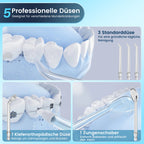 Sejoy Elektrische Wasserflosser Munddusche Wiederaufladbar Tragbar Dental 5 Modi Wassertank Zähne 300ML Wasserdichter Reiniger