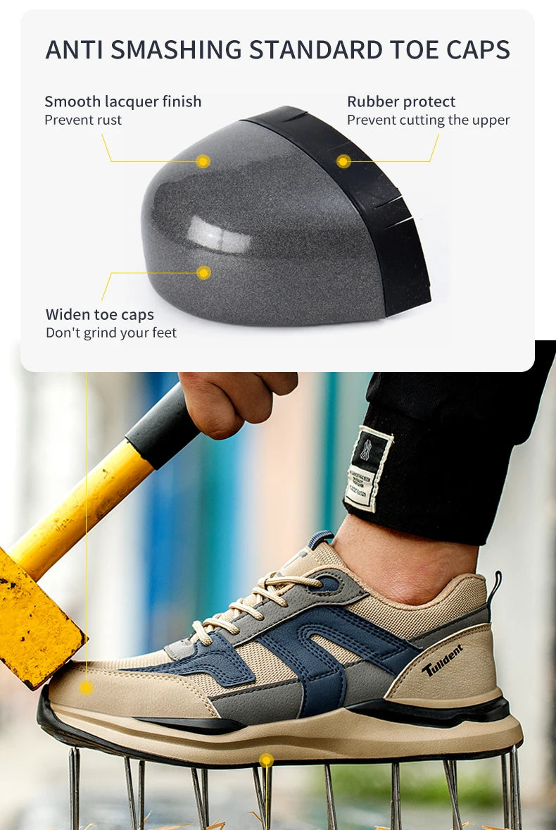 Sicherheitsschuhe Herren mit Stahlkappe Anti-Smash Arbeitsschuhe Sneaker Leicht Stichschutz Unzerstörbare Schuhe Dropshipping