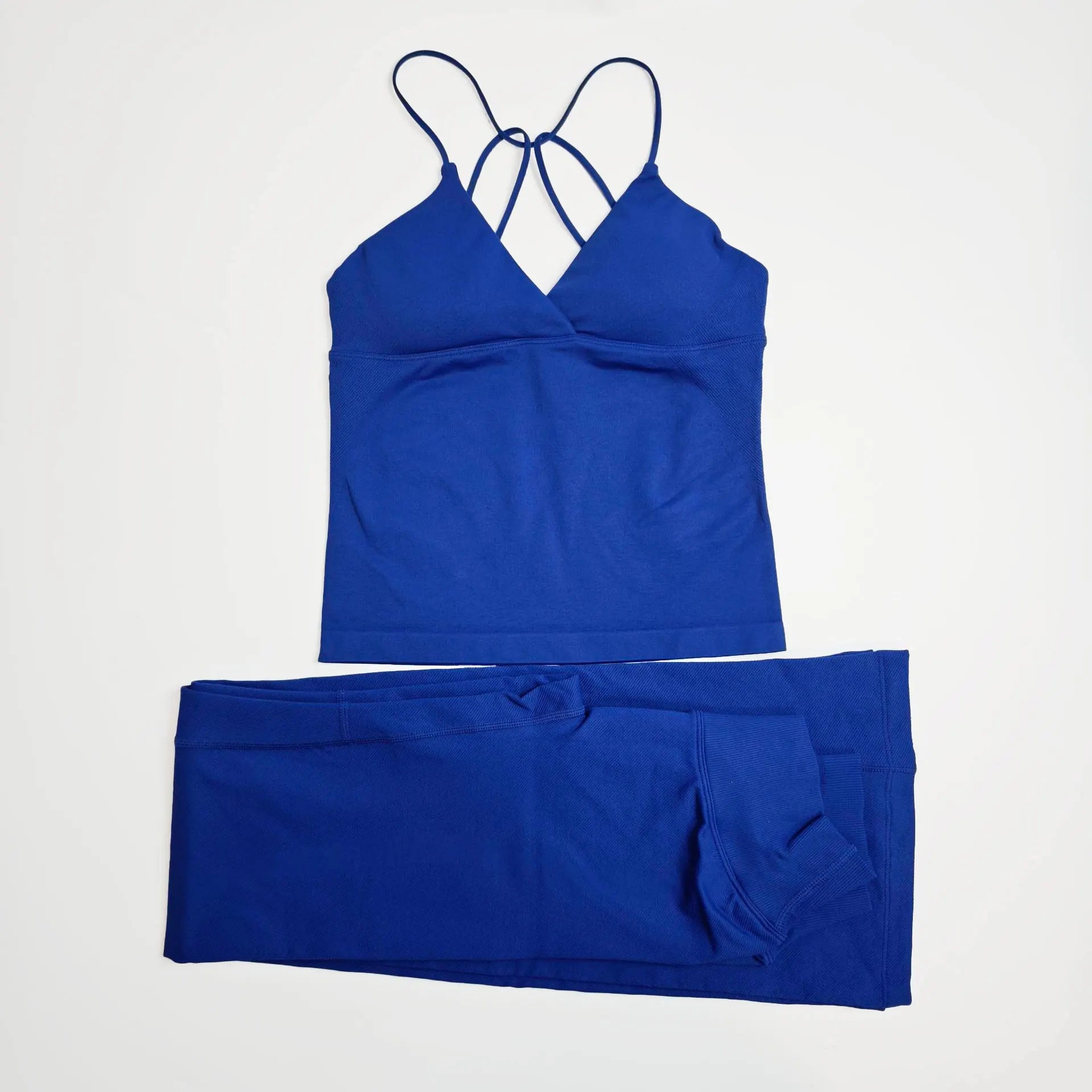 NCLAGEN Damen-Sportbekleidung, Vision-Set, verdrehtes Langarm-Oberteil vorne + Schlaghose, 2-teiliger Fitnessanzug, Trainings-Lauf-Outfit, Fitnessstudio-Kleidung