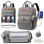 3-in-1-Wickeltaschen-Rucksack, faltbares Babybett, wasserdichte Reisetasche mit USB-Ladefunktion, Wickeltaschen-Rucksack mit Wickelbett, 3 Typen