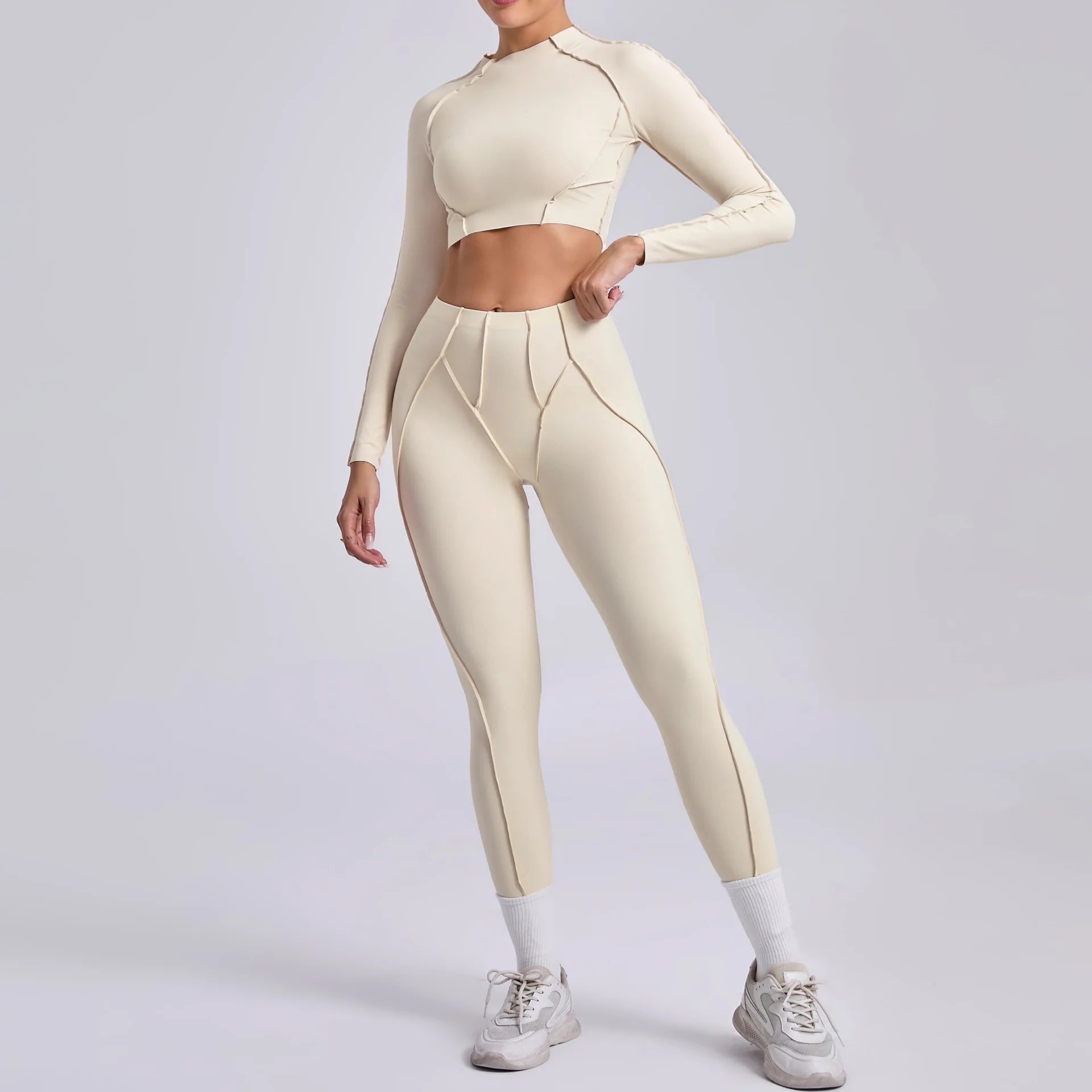 Nahtlose Yoga-Sets Sport-Fitness Hochbund-Hüfthebe-Formhose Rückenfreier BH-Anzug Workout-Gym-Leggings-Sets für Damen