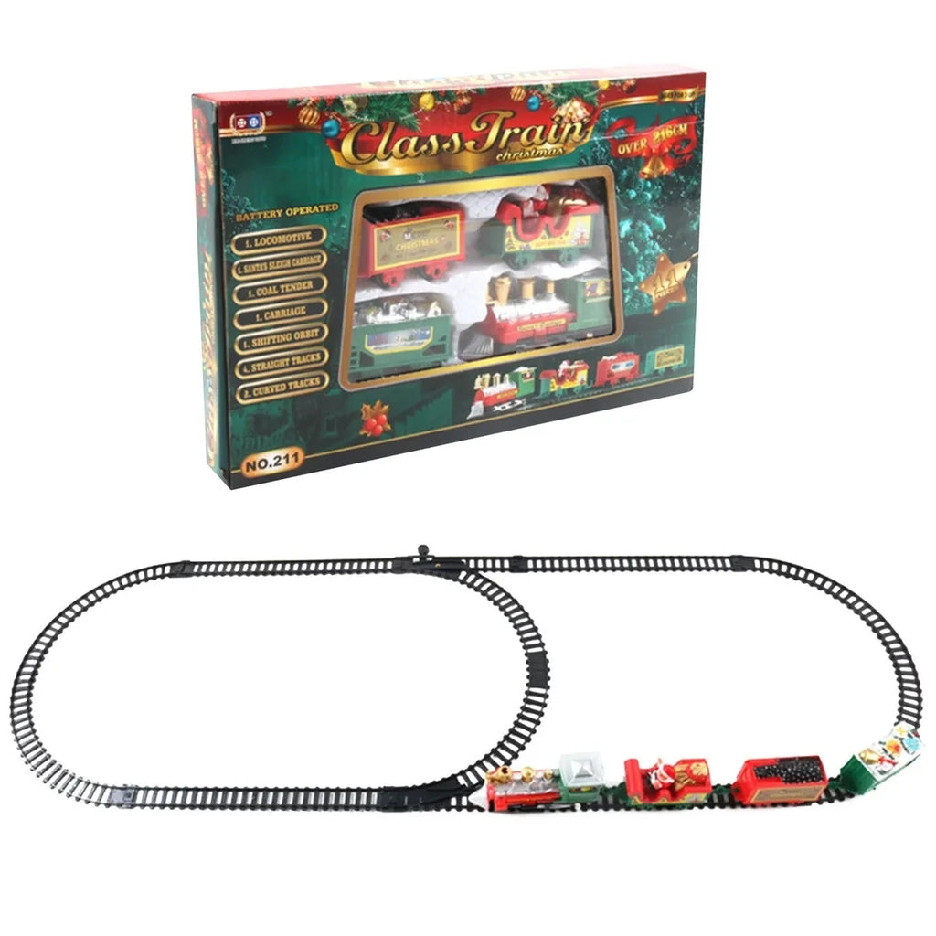 Elektrische Weihnachtszug-Spielzeugset mit Licht und Sound, Zugschienen-Set, DIY-Eisenbahnschienen, Lernspielzeug für Kinderparty und Weihnachtsgeschenke
