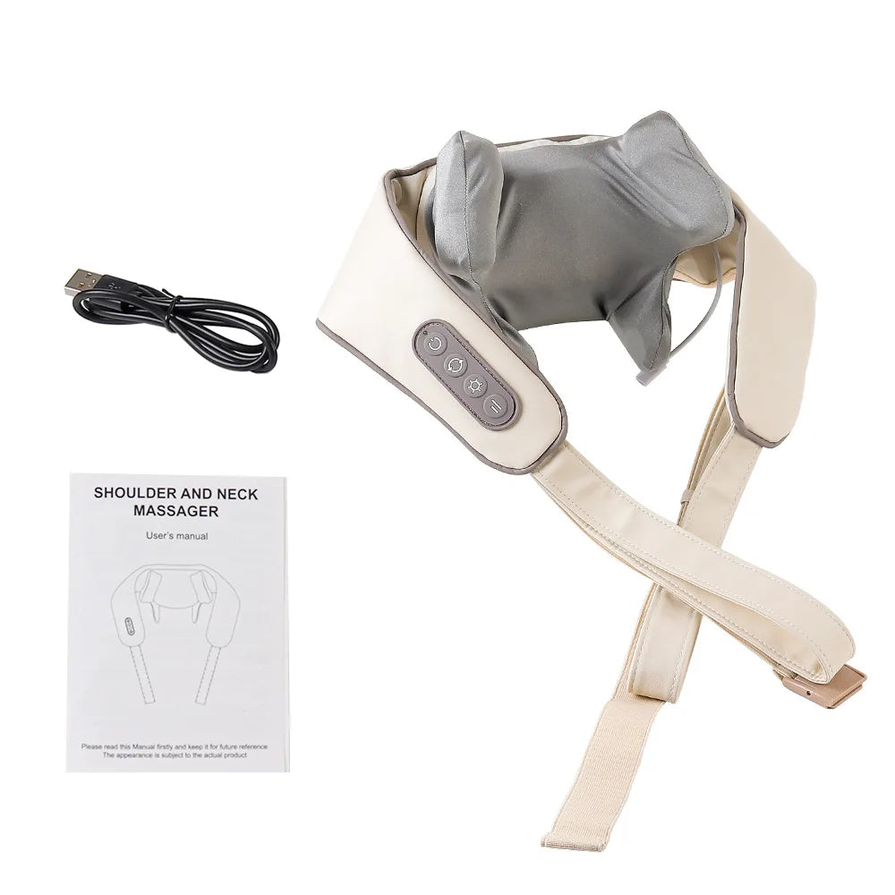 Foreverlily 26W Bürstenloser Motor Nacken- und Schultermassagegerät Kabelloses Nacken- und Rückenmassage-Schal Nackenmassager