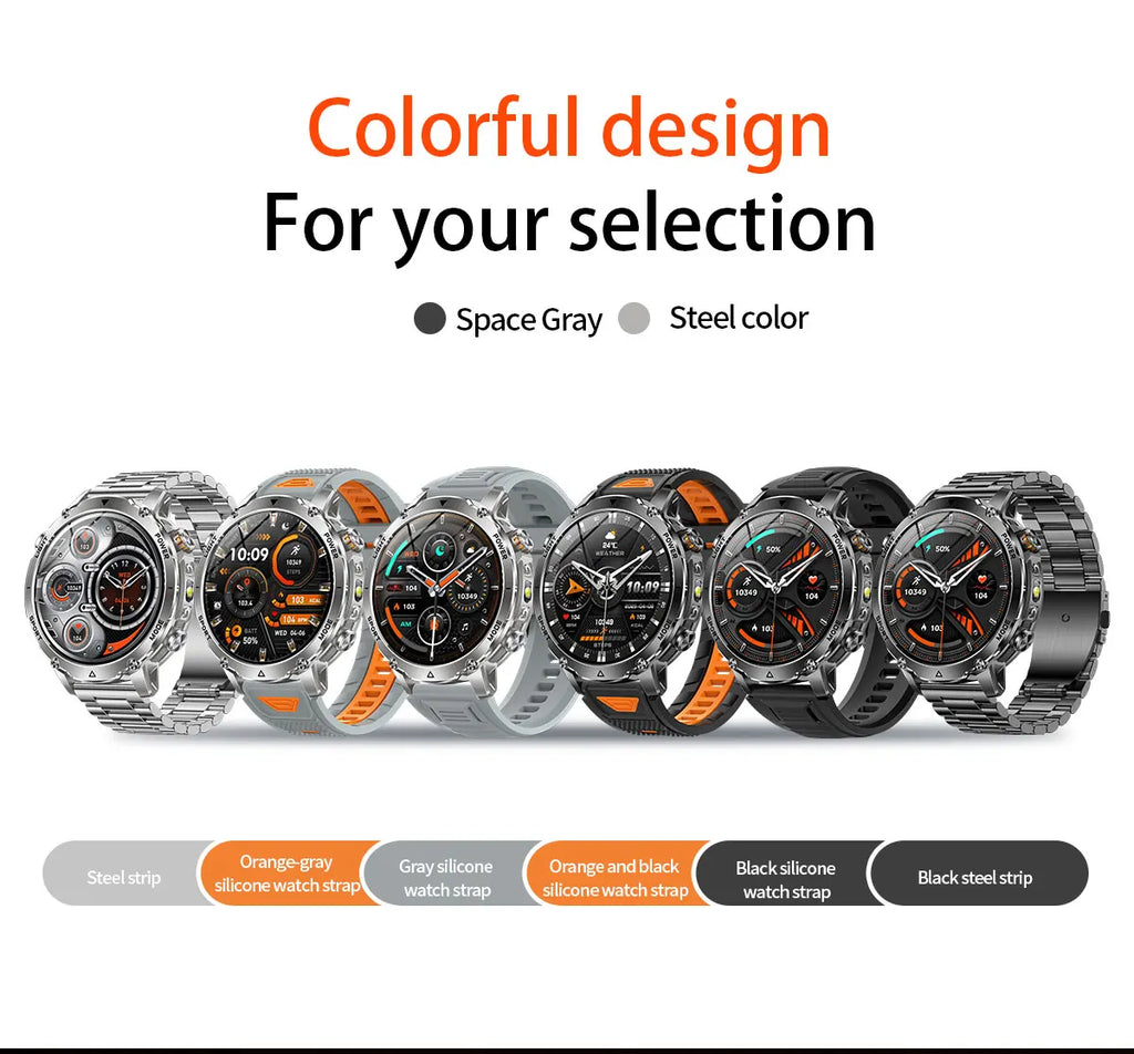 2026 Neue TANK Ultra 1400mAh Akku Militär Smartwatch 10ATM Wasserdicht Herzfrequenz Taktische LED Taschenlampe Herren Sportarmband