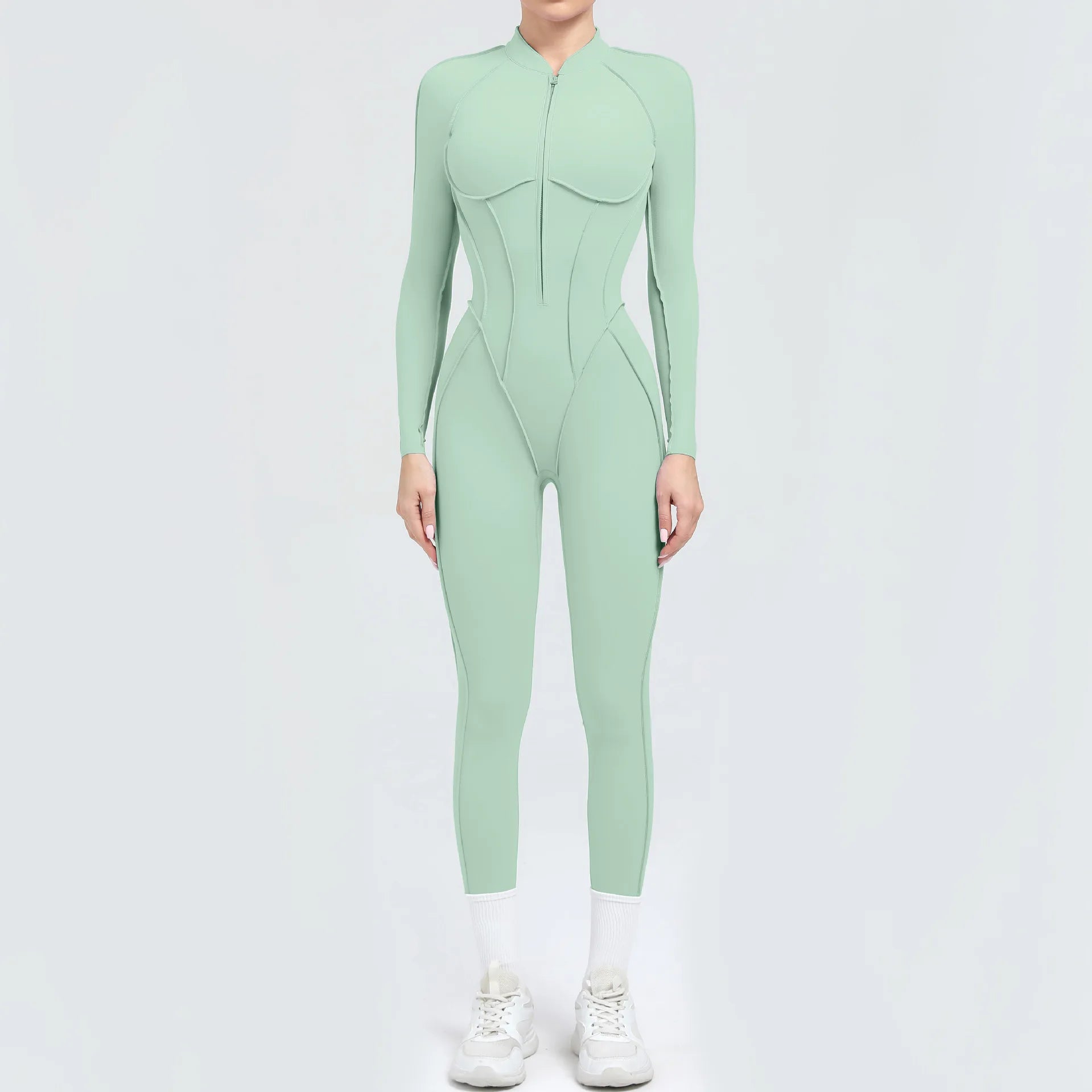 Damen-Trainingsanzug Fitness-Workout Sportkleidung Outfit Reißverschluss-Jumpsuit Yoga Fitness Overall Set Offene Rücken Bodysuits Anzug für Damen