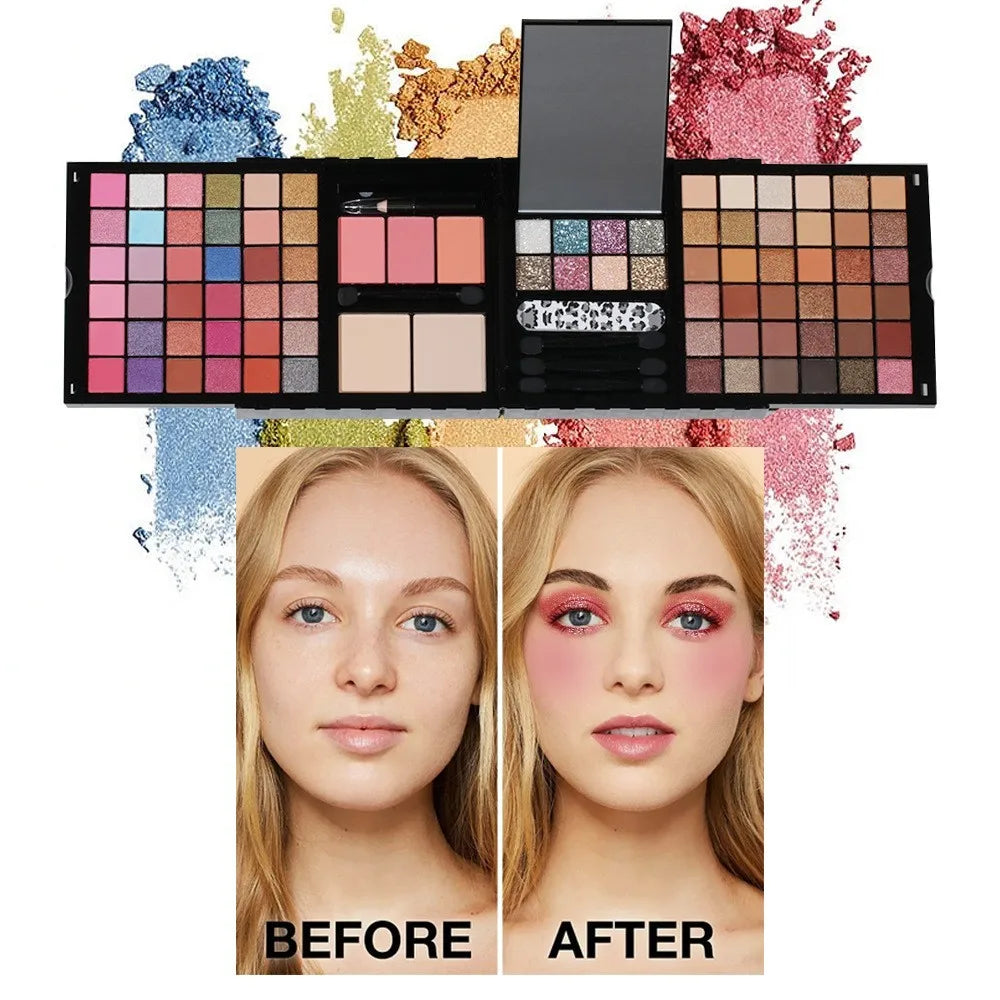 3D Matte Pearlescent Eye Shadow Plate Makeup Multi-Function Powder Blusher Makeup Set For Valentine's Day
