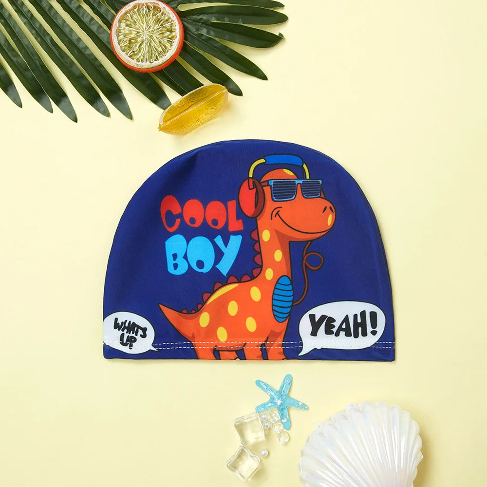 Kids Swim Cap Cartoon Pattern High Elastic Ear Protection Breathable for Pool Swimming Boys Girls Comfort Fit