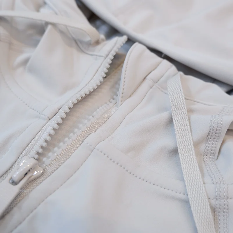 Damen Kapuzen-Sportanzug für Outdoor, Laufen, Fitness und Yoga, atmungsaktiv, lange Ärmel, Strickjacke