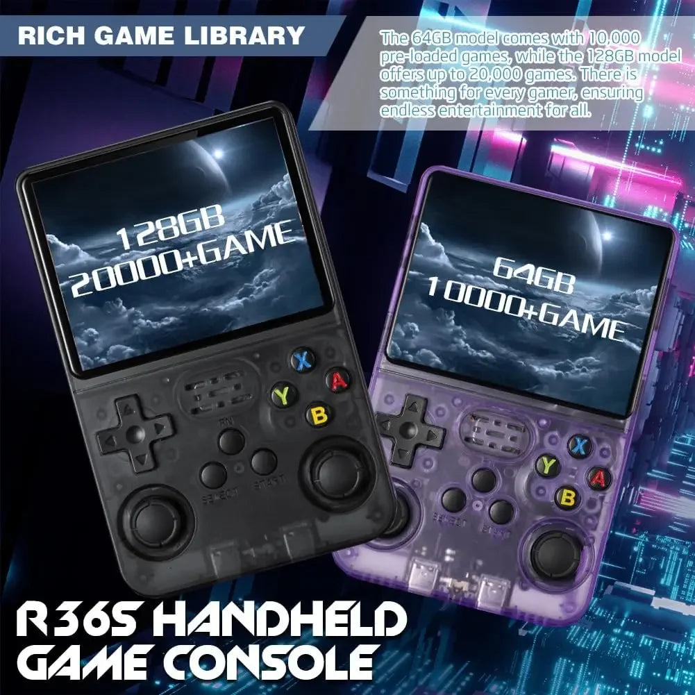 R36S Klassische Retro-Spielkonsole mit ARKOS System Videospiele Einzelkarte Tragbare Handheld-Spielkonsole Kindergeschenk 3,5 Zoll