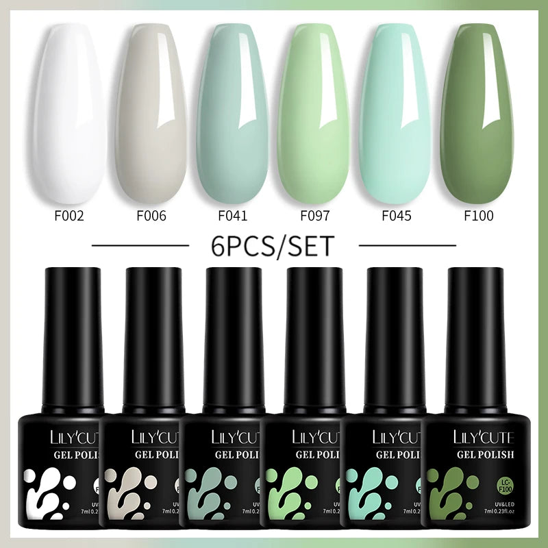 LILYCUTE 6PCS Gel-Nagellack-Set Sommer Neon Nagellack-Gel-Kits für DIY Nagel Semi-Permanenter UV-Lampe Gellack Nagellack-Set