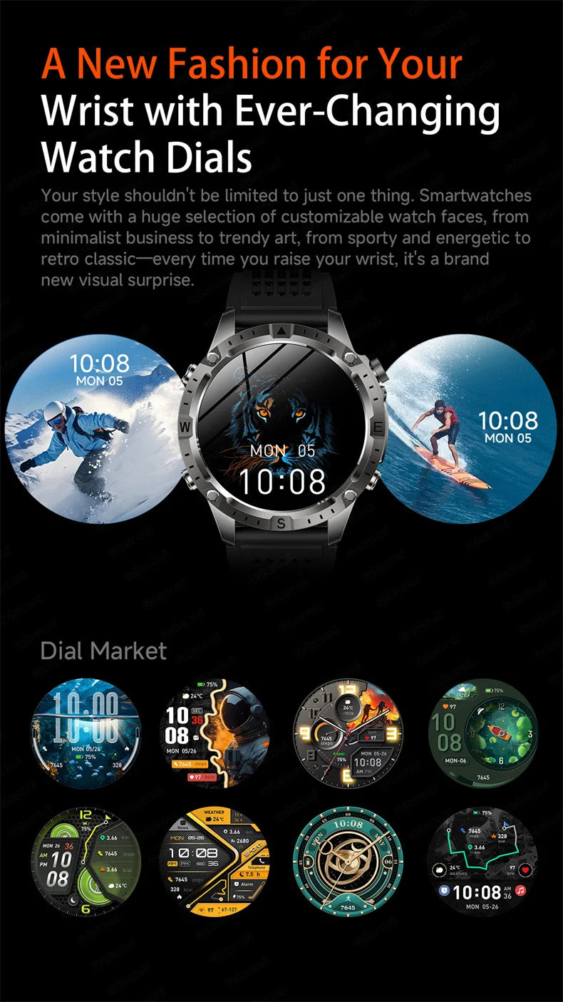 2026New Military T-Rex3 GPS Map Navigation Smart Watch 2GB RAM 1.43-inch AMOLED Screen 30M Waterproof Call Sports Smartwatch Men