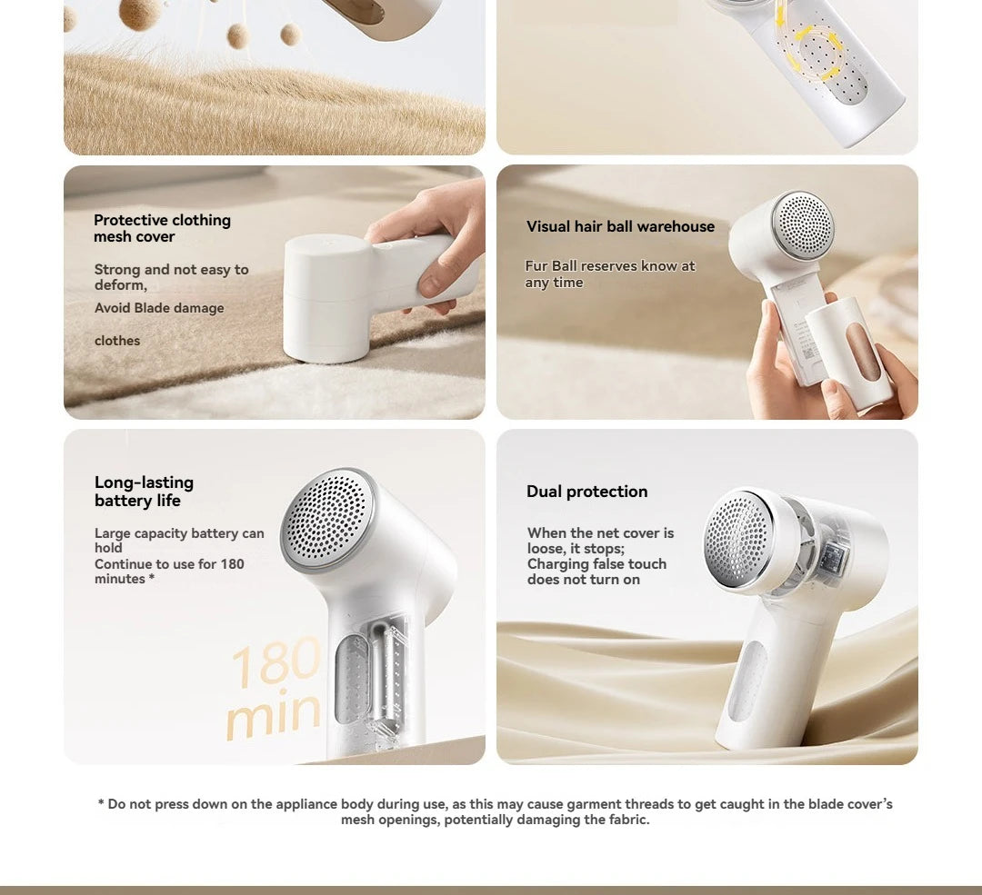 Xiaomi Mijia Fusselrasierer 2 Tragbarer elektrischer Fusselentferner Wiederaufladbarer Kleider-Sweater-Rasierer 180 Minuten Laufzeit