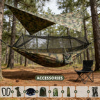 260x140cm Camping Hängematte Doppelgröße Fallschirm mit Moskitonetz Regenschutz Tarp Leicht für Wandern Reisen
