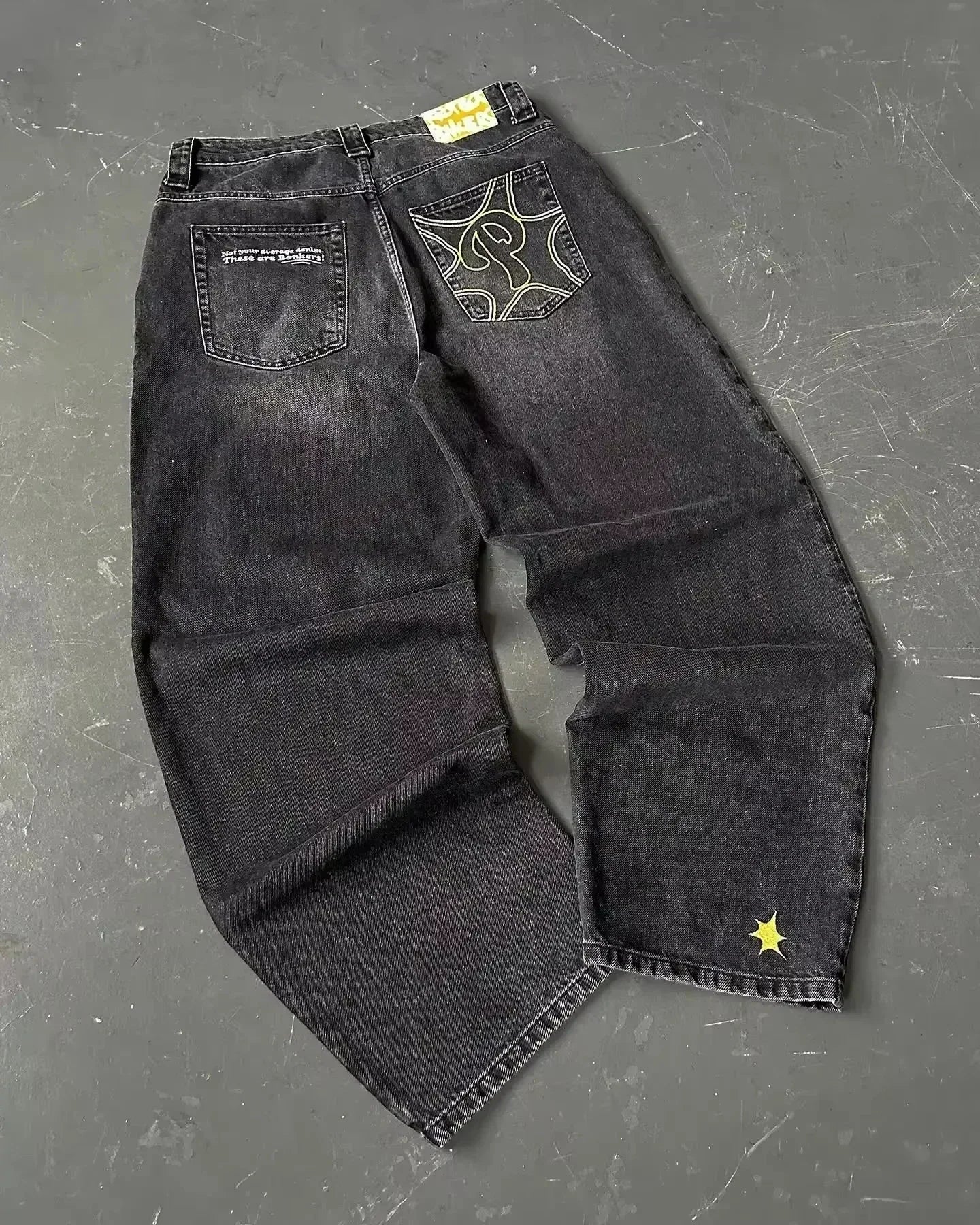 Amerikanische Y2K 2025 Neue weite Baggy Black Jeans Oversized Damen Street Casual Joker Denim-Hose Paar-Jeans Vintage Streetwear