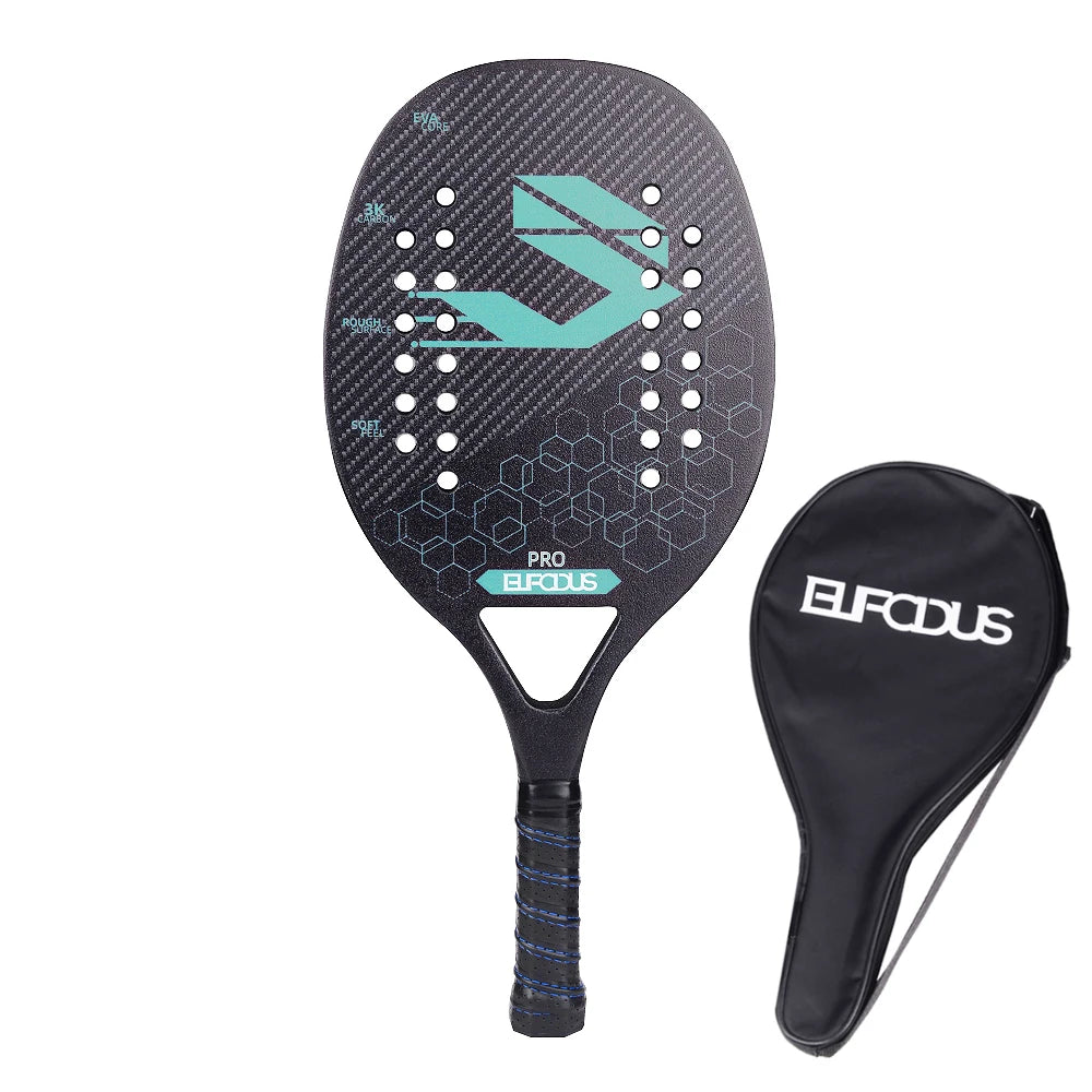 Vollcarbon 3K Faser Strandtennisschläger raue Oberfläche professioneller Schläger für Herren und Damen mit Schutzhülle