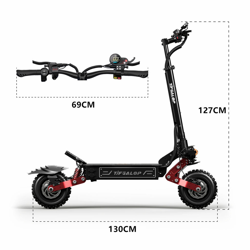 TIFGALOP CL8 Elektroroller 6000W Leistungsstarker Motor 60V 33Ah Akku bis zu 100km Reichweite Straßenzulässiger Erwachsenen-Kleinstwagen Elektroroller