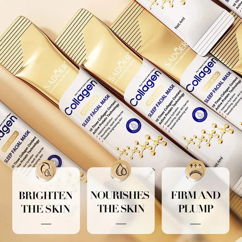 30 Stück Sadoer Kollagen Schlafmaske Gesichtspflege Feuchtigkeitsspendend Aufhellend Straffend Hydratisierend Maske Gesichtshautpflege