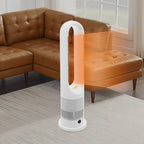 Ganzjähriger Dual-Modus Kühl-Heizturmventilator mit Fernbedienung 1200W Heizung 8 Geschwindigkeiten 9H Timer 80° Oszillation Sicher, Bladeless