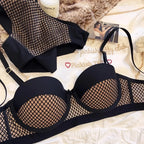 Mesh-Spitzenunterwäsche Damen Sexy kleiner Busen Push-Up-Dessous für Frauen BH-Sets Rot Weiß Hochzeitsmädchen Dicke Intimates BCD