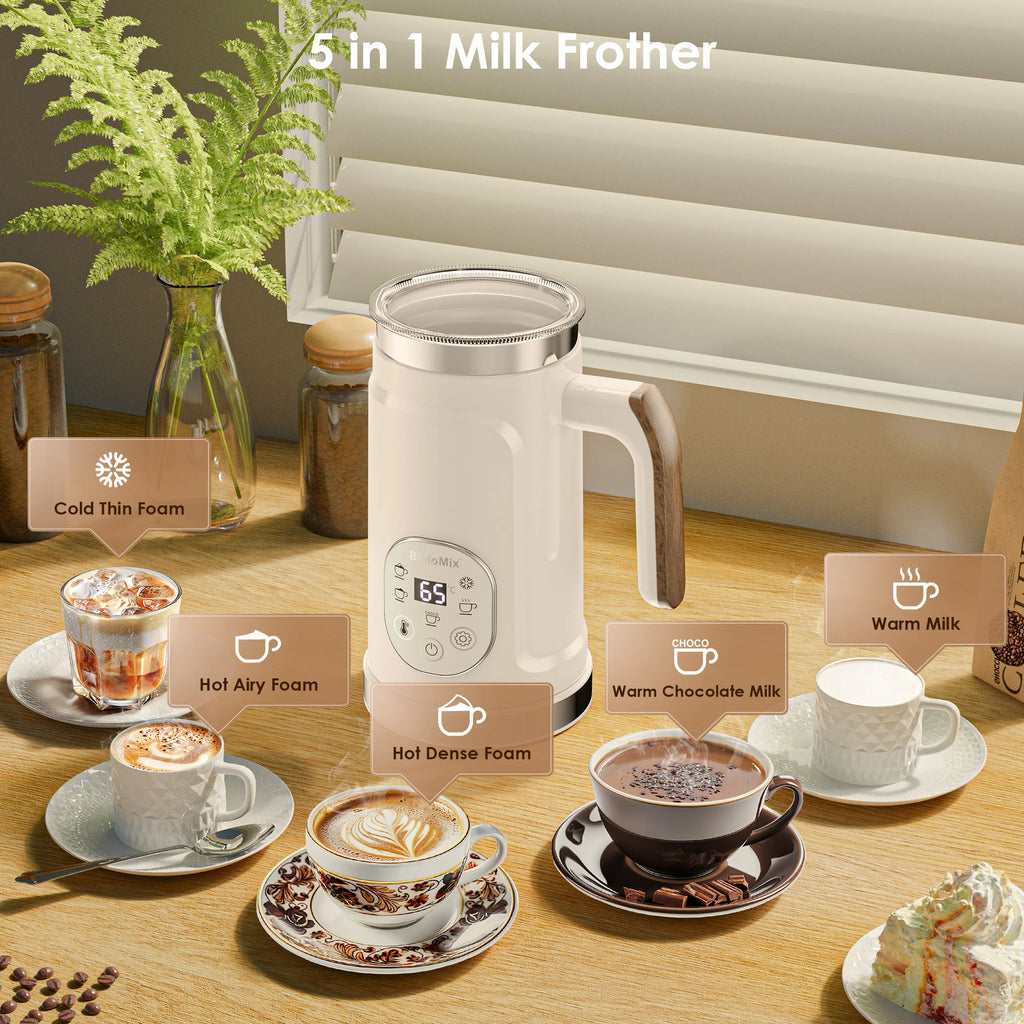 BioloMix 5-in-1 smarter Milchaufschäumer mit LED-Touch-Display, stilvoller Schaum für Kaffee & Lattes, Heiß- und Kaltschaumbereiter