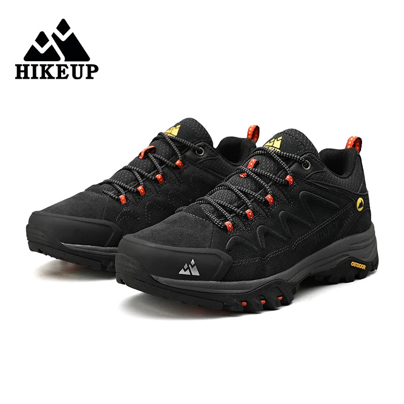 HIKEUP Leder Herrenschuhe für Herren Freizeitschuhe Mode Wasserdicht Winter Luxus Designer Marke Arbeitsstiefel Herren Rutschfeste Sneaker