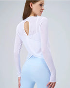 Yogaanzug Damen Langarmshirts Schöne Rücken Sportanzug Tops Schmale Lose Bluse Pilates Fitness Gym Anzug Laufbekleidung
