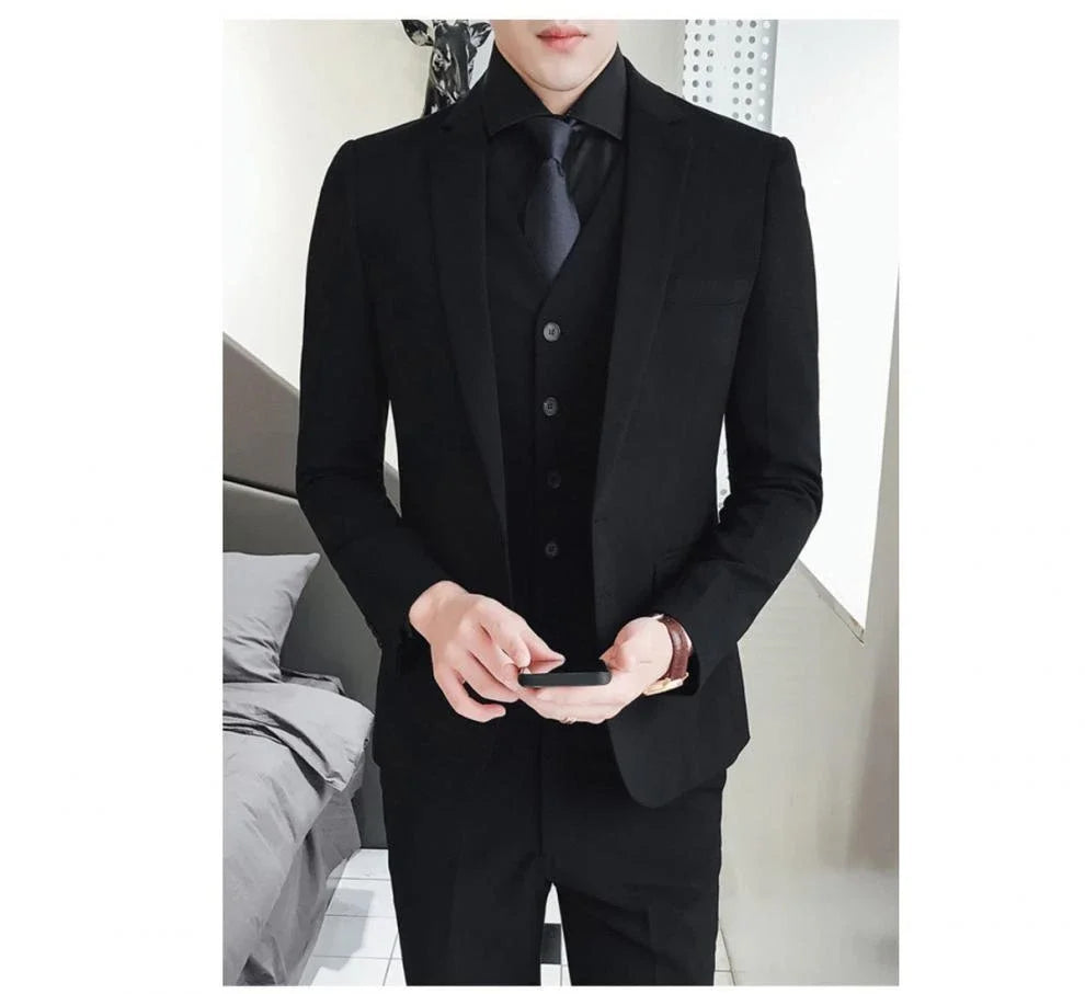 Neue Anzüge (Blazer + Weste + Hose) Herrenmode Business Hochzeit Gentleman Voller Professioneller Interview Formeller Freizeit Anzug