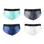 4er-Pack LORIEN CREST Eisseide Herrenunterwäsche nahtlos ultradünn doppellagiger Schritt atmungsaktive Herrenslips mittlere Leibhöhe sexy&leicht