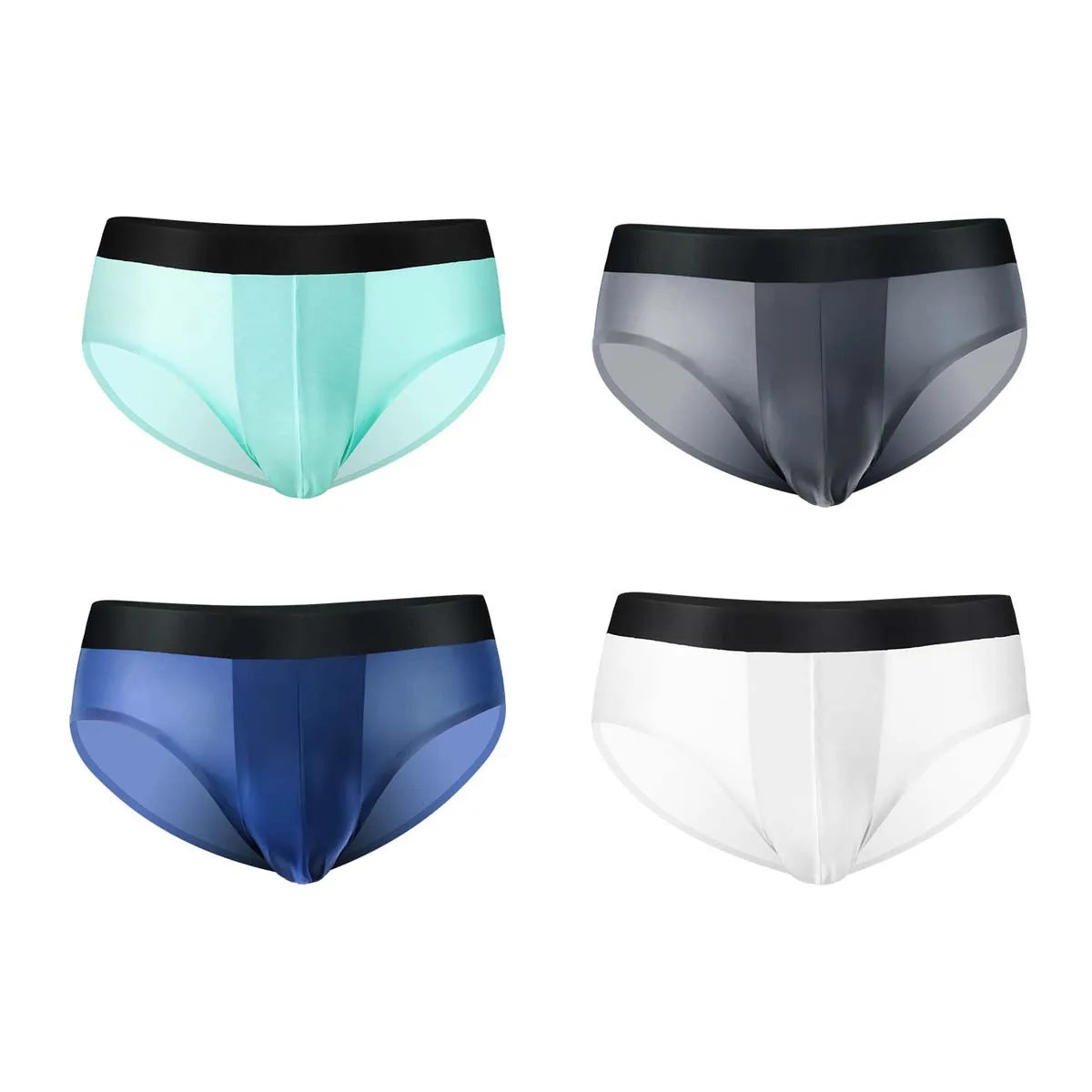 4er-Pack LORIEN CREST Eisseide Herrenunterwäsche nahtlos ultradünn doppellagiger Schritt atmungsaktive Herrenslips mittlere Leibhöhe sexy&leicht