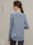Lockere, schnell trocknende Sportoberteile, Damen-Langarmshirts, Yogabekleidung, atmungsaktive Lauf- und Fitnessbekleidung, figurformend